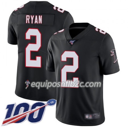 Camiseta Hombre NFL Atlanta Falcons Matt Ryan 2 Nike Negro 100th